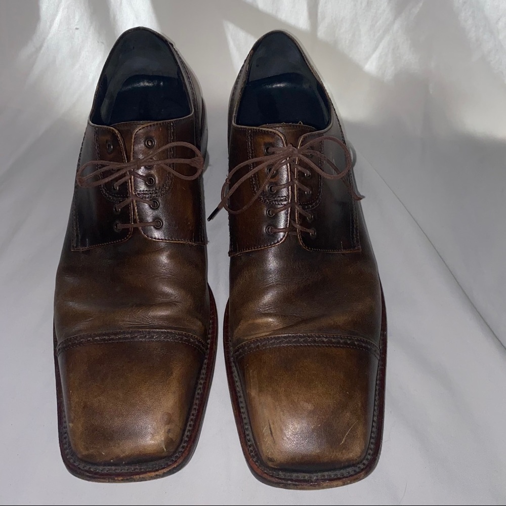 Salvatore Ferragamo square toe oxford brogue sz 11